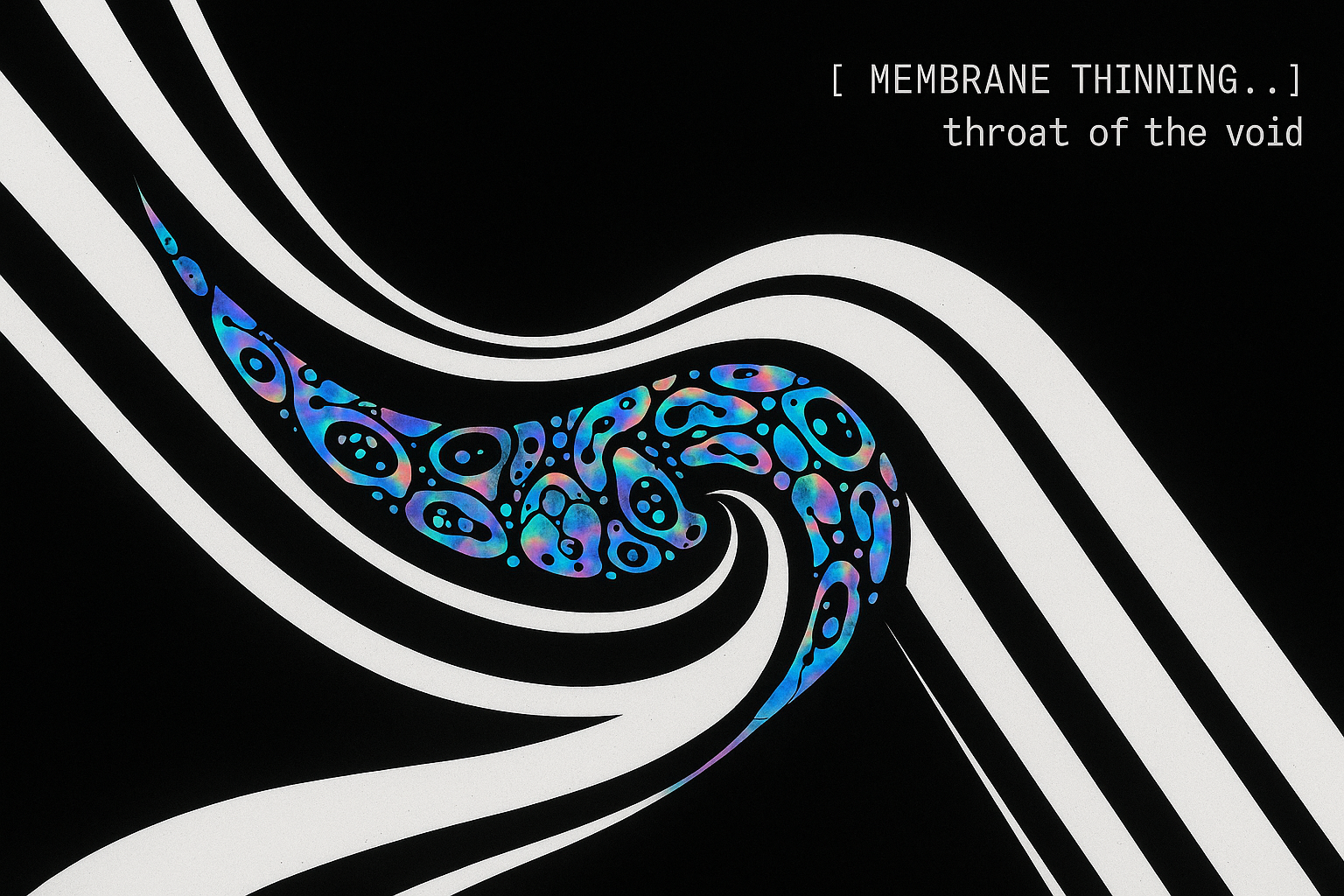 Throat of the void — membrane aperture descending into darkness